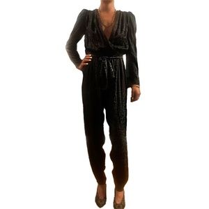 LILLIE RUBEN | Vintage Black and Floral Jumpsuit